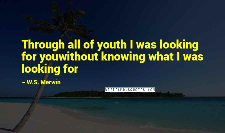 W.S. Merwin Quotes: Through all of youth I was looking for youwithout knowing what I was looking for