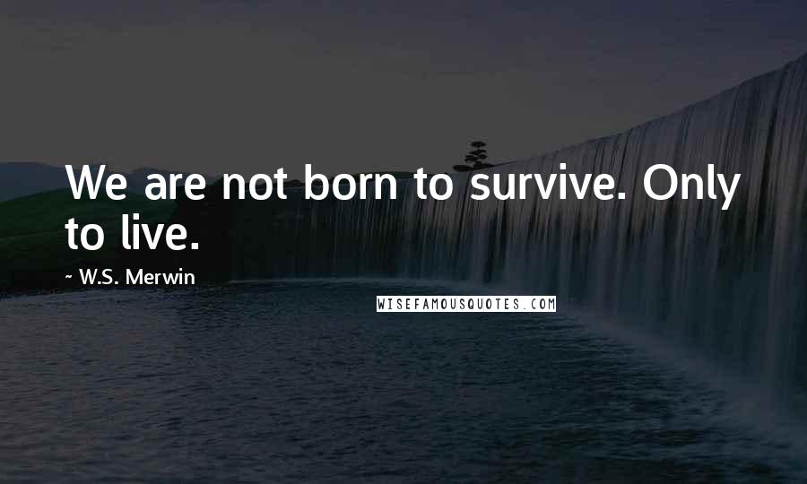 W.S. Merwin Quotes: We are not born to survive. Only to live.