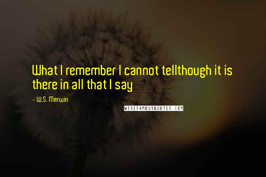 W.S. Merwin Quotes: What I remember I cannot tellthough it is there in all that I say