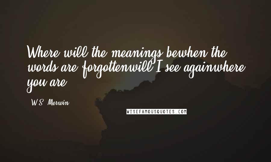 W.S. Merwin Quotes: Where will the meanings bewhen the words are forgottenwill I see againwhere you are