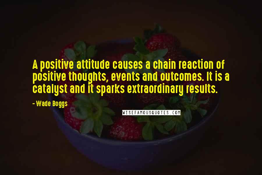 Wade Boggs Quotes: A positive attitude causes a chain reaction of positive thoughts, events and outcomes. It is a catalyst and it sparks extraordinary results.