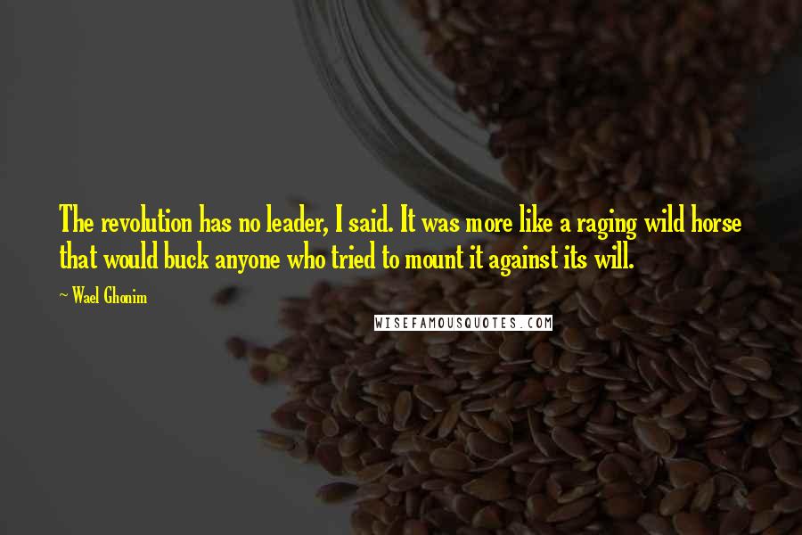 Wael Ghonim Quotes: The revolution has no leader, I said. It was more like a raging wild horse that would buck anyone who tried to mount it against its will.