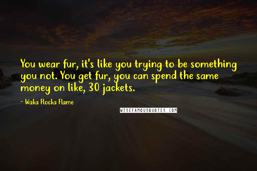 Waka Flocka Flame Quotes: You wear fur, it's like you trying to be something you not. You get fur, you can spend the same money on like, 30 jackets.