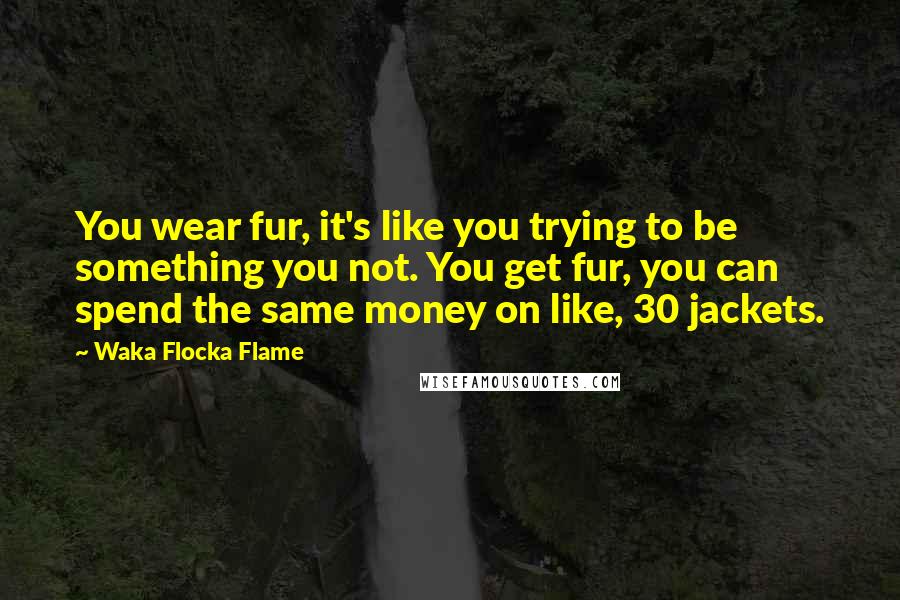 Waka Flocka Flame Quotes: You wear fur, it's like you trying to be something you not. You get fur, you can spend the same money on like, 30 jackets.