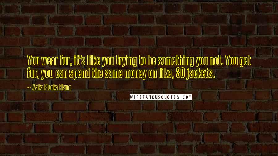 Waka Flocka Flame Quotes: You wear fur, it's like you trying to be something you not. You get fur, you can spend the same money on like, 30 jackets.