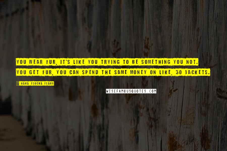 Waka Flocka Flame Quotes: You wear fur, it's like you trying to be something you not. You get fur, you can spend the same money on like, 30 jackets.