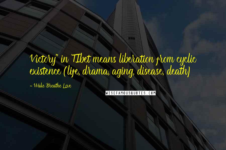 Wake Breathe Love Quotes: Victory" in TIbet means liberation from cyclic existence (life, drama, aging, disease, death)