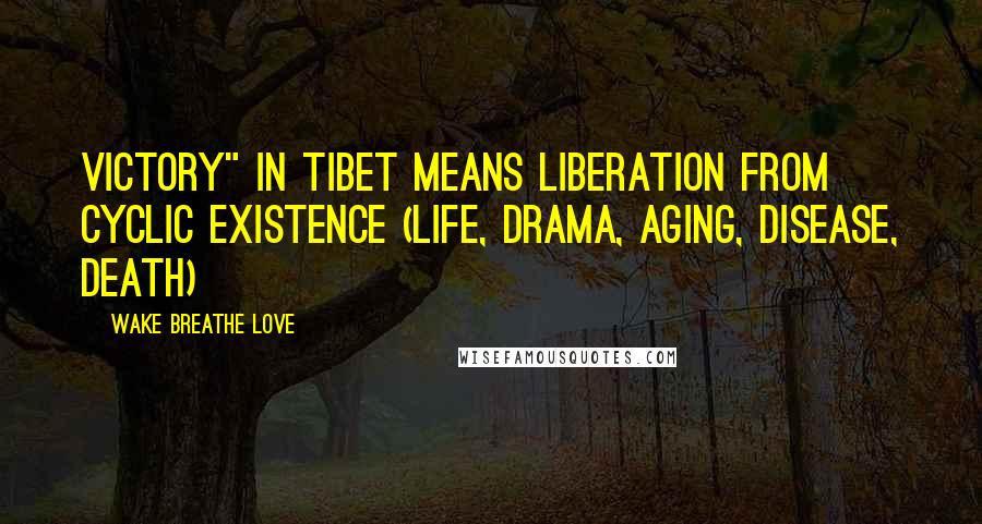 Wake Breathe Love Quotes: Victory" in TIbet means liberation from cyclic existence (life, drama, aging, disease, death)