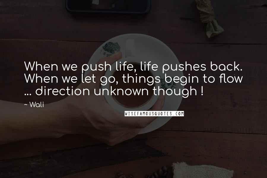 Wali Quotes: When we push life, life pushes back. When we let go, things begin to flow ... direction unknown though !