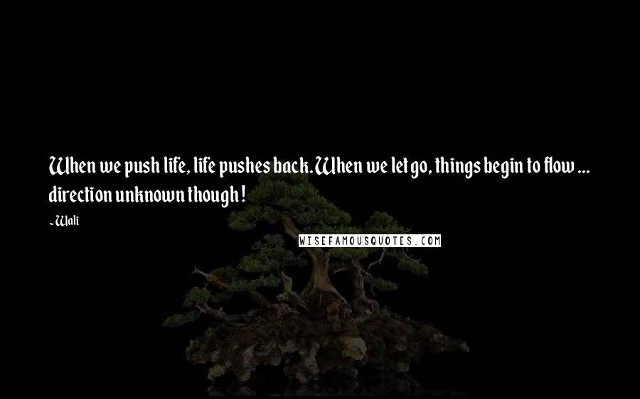 Wali Quotes: When we push life, life pushes back. When we let go, things begin to flow ... direction unknown though !