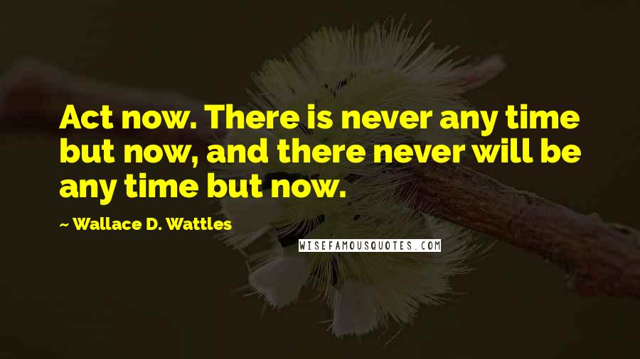 Wallace D. Wattles Quotes: Act now. There is never any time but now, and there never will be any time but now.