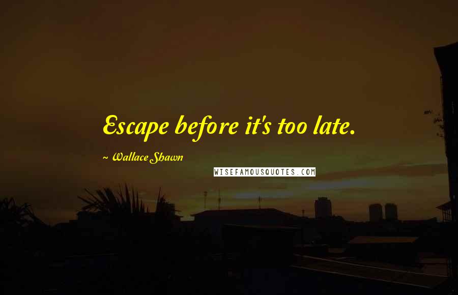 Wallace Shawn Quotes: Escape before it's too late.