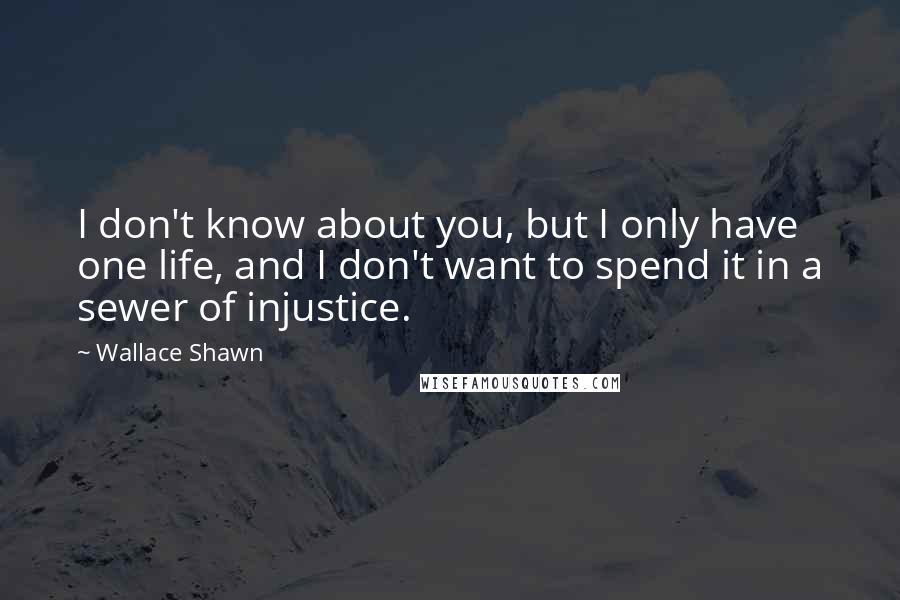Wallace Shawn Quotes: I don't know about you, but I only have one life, and I don't want to spend it in a sewer of injustice.