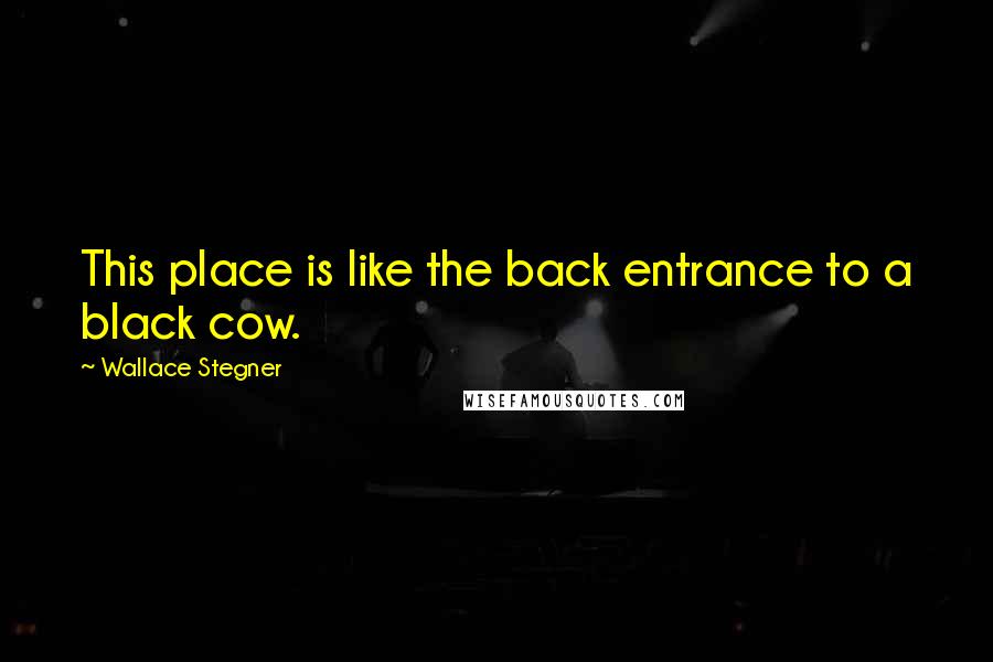Wallace Stegner Quotes: This place is like the back entrance to a black cow.