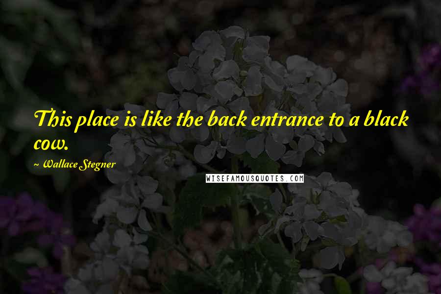 Wallace Stegner Quotes: This place is like the back entrance to a black cow.