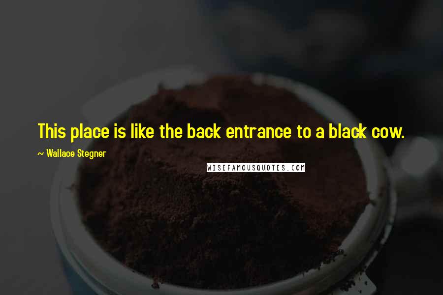 Wallace Stegner Quotes: This place is like the back entrance to a black cow.