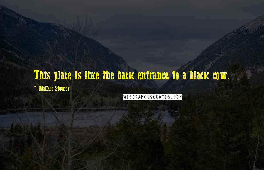 Wallace Stegner Quotes: This place is like the back entrance to a black cow.