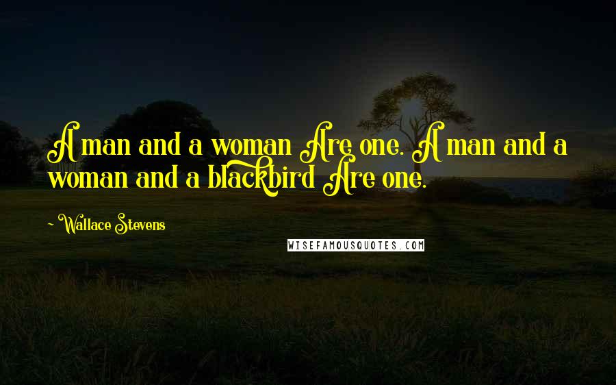 Wallace Stevens Quotes: A man and a woman Are one. A man and a woman and a blackbird Are one.