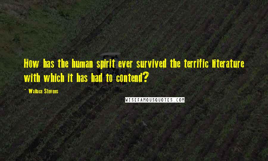 Wallace Stevens Quotes: How has the human spirit ever survived the terrific literature with which it has had to contend?