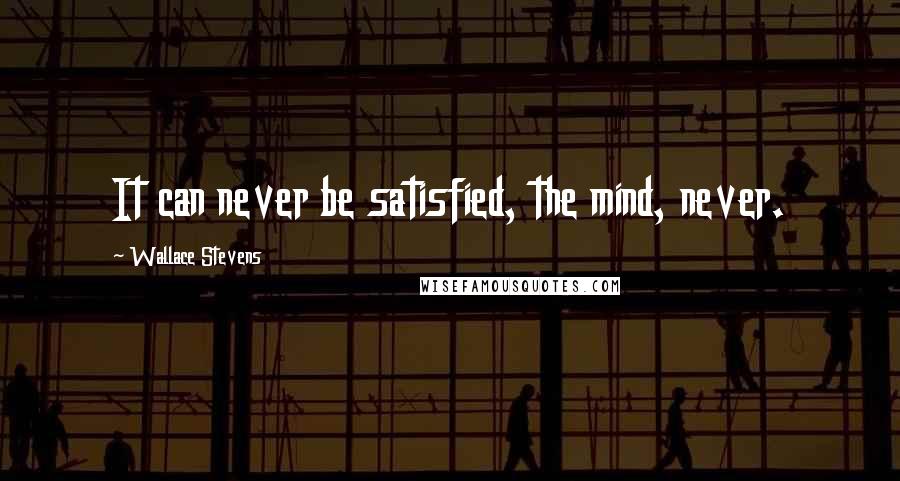 Wallace Stevens Quotes: It can never be satisfied, the mind, never.