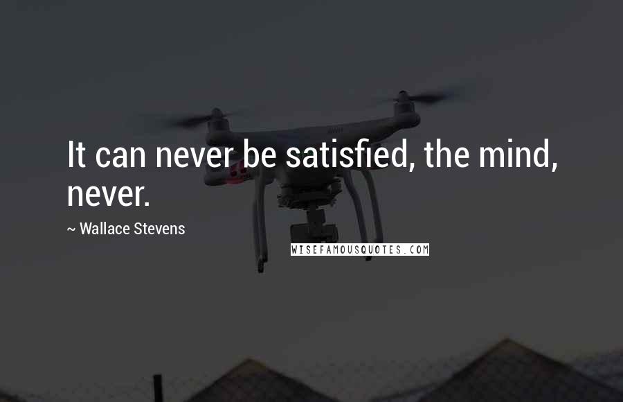 Wallace Stevens Quotes: It can never be satisfied, the mind, never.