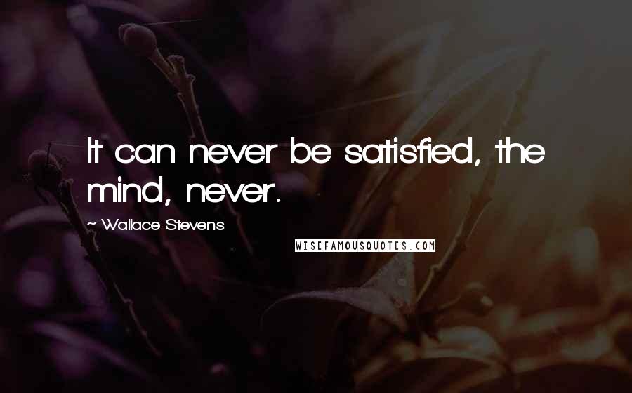 Wallace Stevens Quotes: It can never be satisfied, the mind, never.