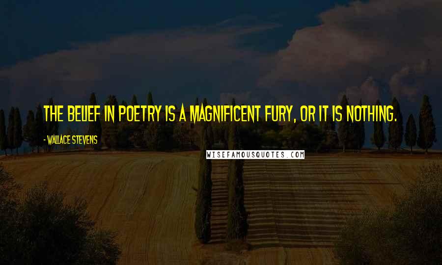 Wallace Stevens Quotes: The belief in poetry is a magnificent fury, or it is nothing.