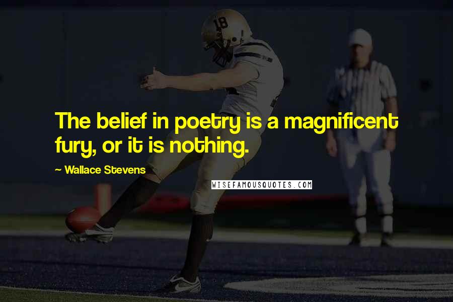Wallace Stevens Quotes: The belief in poetry is a magnificent fury, or it is nothing.