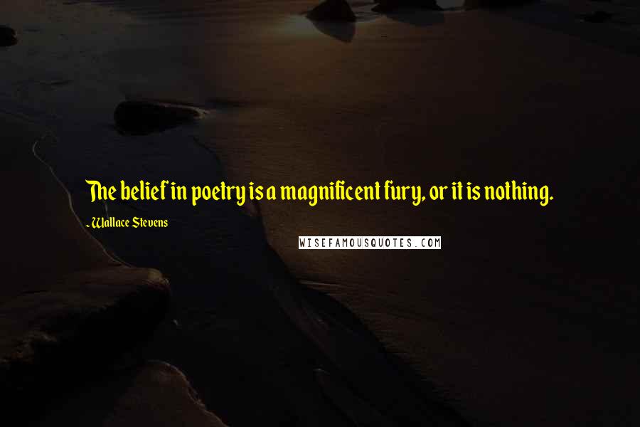 Wallace Stevens Quotes: The belief in poetry is a magnificent fury, or it is nothing.