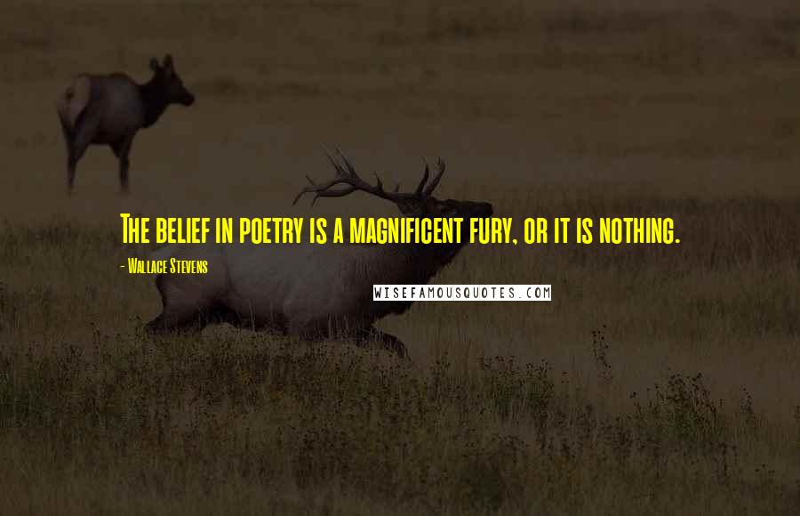 Wallace Stevens Quotes: The belief in poetry is a magnificent fury, or it is nothing.