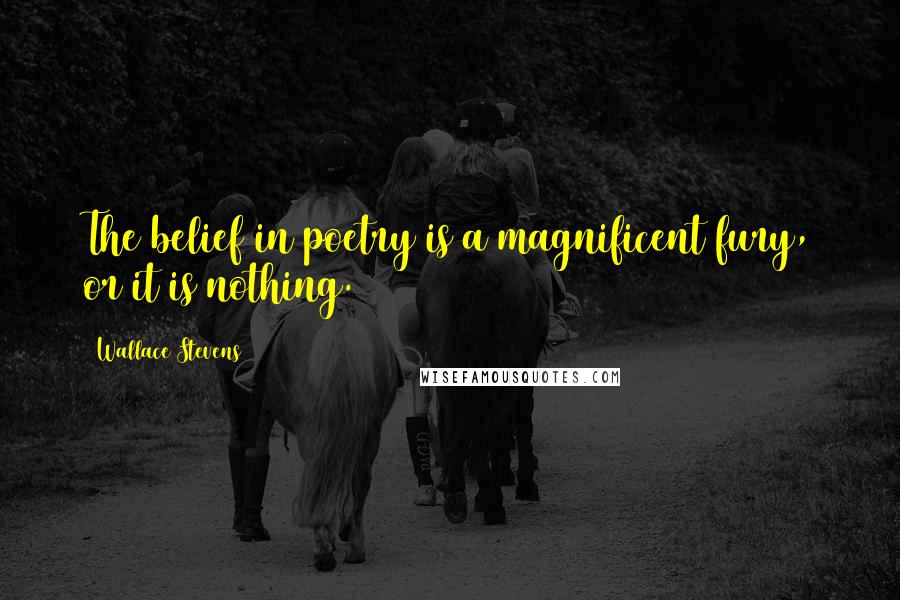 Wallace Stevens Quotes: The belief in poetry is a magnificent fury, or it is nothing.