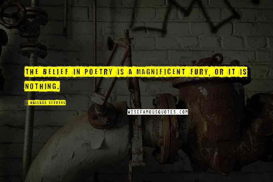 Wallace Stevens Quotes: The belief in poetry is a magnificent fury, or it is nothing.