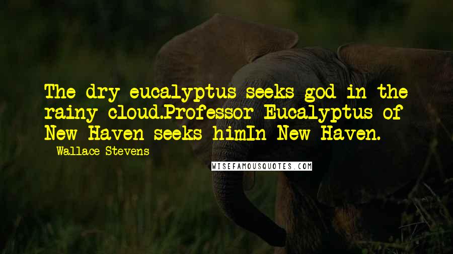 Wallace Stevens Quotes: The dry eucalyptus seeks god in the rainy cloud.Professor Eucalyptus of New Haven seeks himIn New Haven.