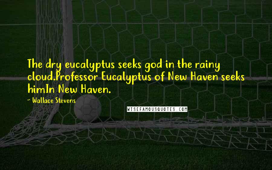 Wallace Stevens Quotes: The dry eucalyptus seeks god in the rainy cloud.Professor Eucalyptus of New Haven seeks himIn New Haven.