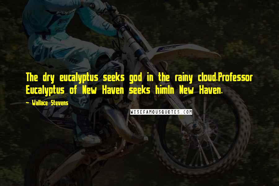 Wallace Stevens Quotes: The dry eucalyptus seeks god in the rainy cloud.Professor Eucalyptus of New Haven seeks himIn New Haven.