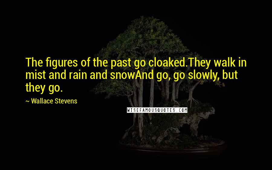 Wallace Stevens Quotes: The figures of the past go cloaked.They walk in mist and rain and snowAnd go, go slowly, but they go.