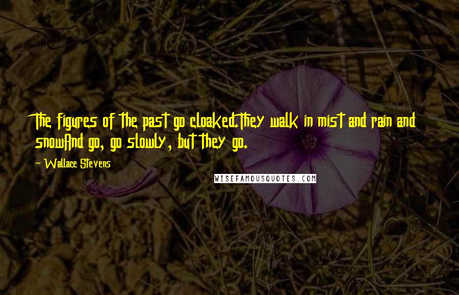 Wallace Stevens Quotes: The figures of the past go cloaked.They walk in mist and rain and snowAnd go, go slowly, but they go.