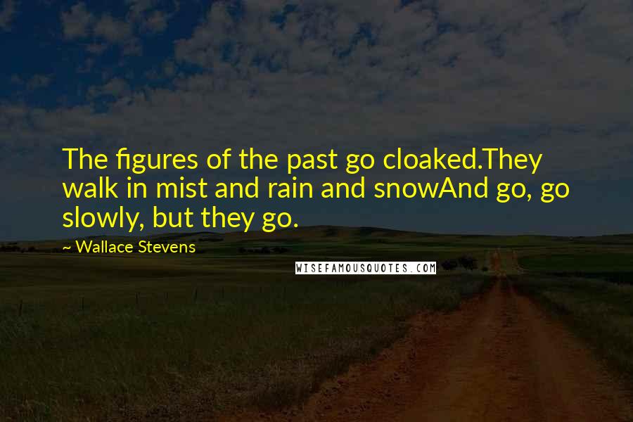 Wallace Stevens Quotes: The figures of the past go cloaked.They walk in mist and rain and snowAnd go, go slowly, but they go.