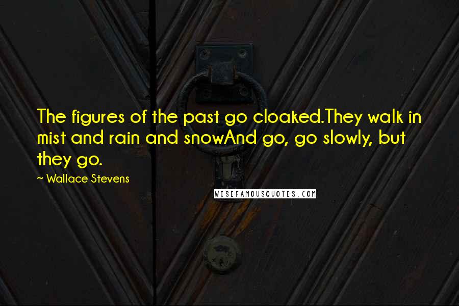 Wallace Stevens Quotes: The figures of the past go cloaked.They walk in mist and rain and snowAnd go, go slowly, but they go.