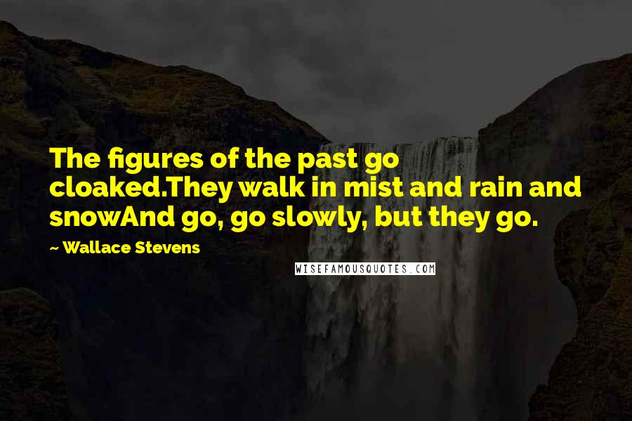 Wallace Stevens Quotes: The figures of the past go cloaked.They walk in mist and rain and snowAnd go, go slowly, but they go.