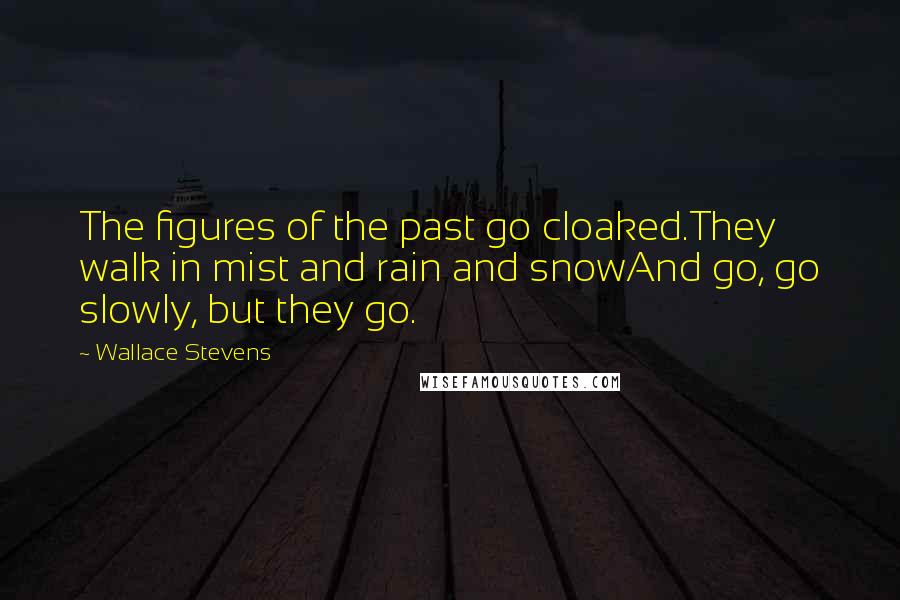 Wallace Stevens Quotes: The figures of the past go cloaked.They walk in mist and rain and snowAnd go, go slowly, but they go.