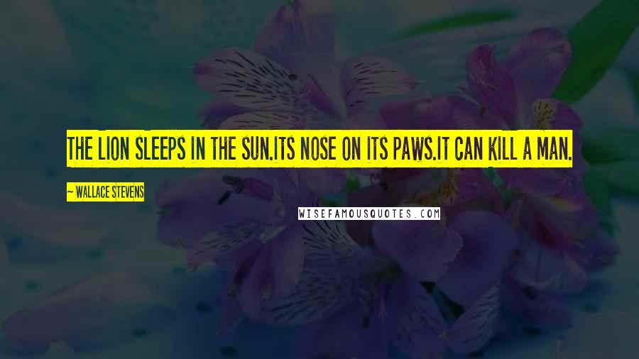 Wallace Stevens Quotes: The lion sleeps in the sun.its nose on its paws.it can kill a man.