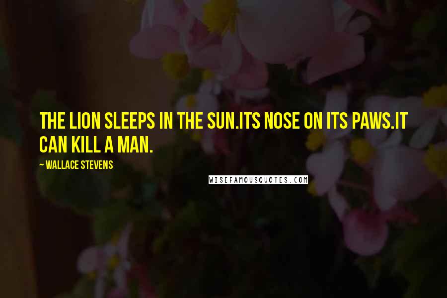 Wallace Stevens Quotes: The lion sleeps in the sun.its nose on its paws.it can kill a man.
