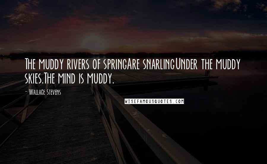 Wallace Stevens Quotes: The muddy rivers of springAre snarlingUnder the muddy skies.The mind is muddy.