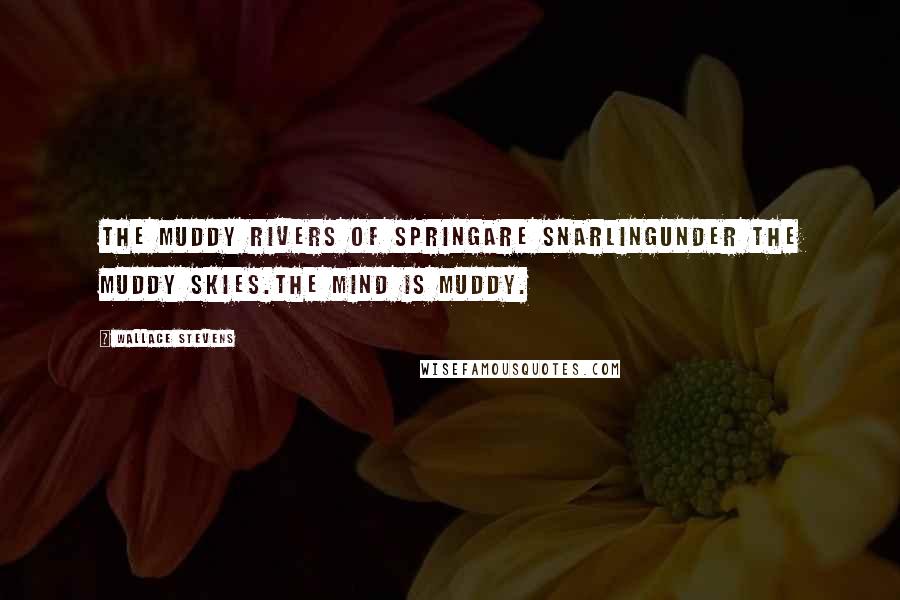 Wallace Stevens Quotes: The muddy rivers of springAre snarlingUnder the muddy skies.The mind is muddy.