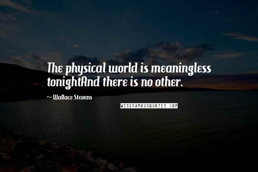 Wallace Stevens Quotes: The physical world is meaningless tonightAnd there is no other.