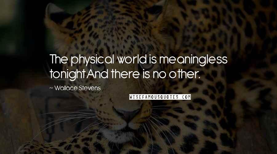 Wallace Stevens Quotes: The physical world is meaningless tonightAnd there is no other.