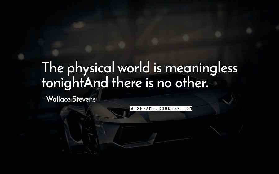 Wallace Stevens Quotes: The physical world is meaningless tonightAnd there is no other.