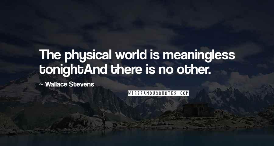 Wallace Stevens Quotes: The physical world is meaningless tonightAnd there is no other.