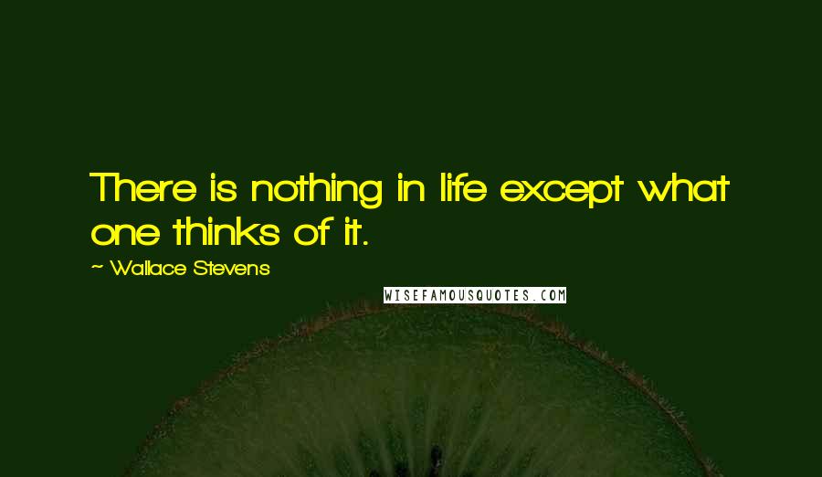 Wallace Stevens Quotes: There is nothing in life except what one thinks of it.